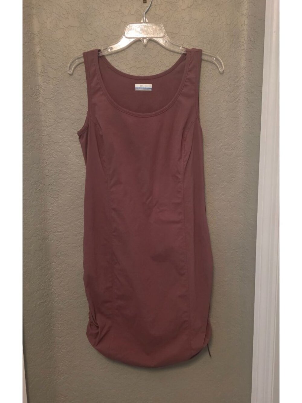 Columbia Mauve Knee Length Ruched Performance Tank Dress size S
